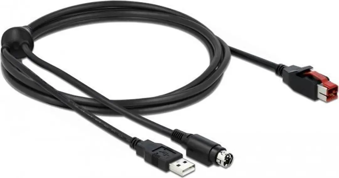 Delock PoweredUSB Kabel 24V naar USB Type-A - 2m - Zwart