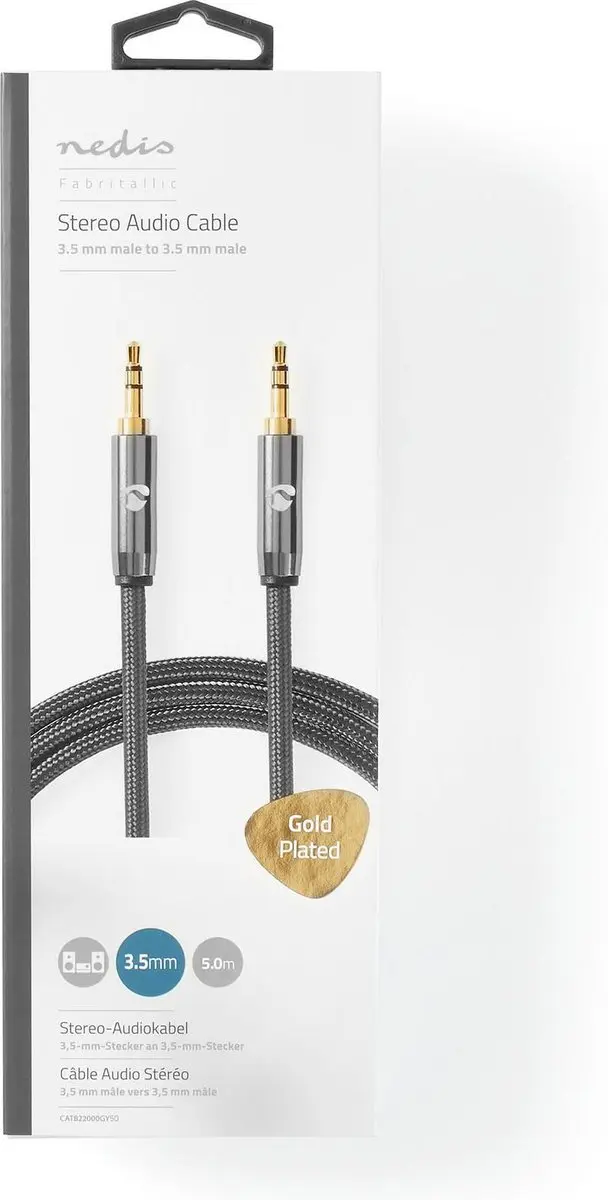 Nedis Stereo-Audiokabel 3,5mm Male - 5m - Verguld - Gun Metal Grijs