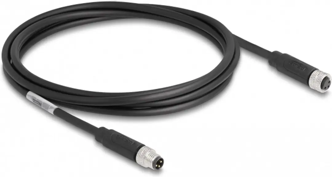 Delock M8 3 Pin A-gestuurd Kabel - 2m - Zwart
