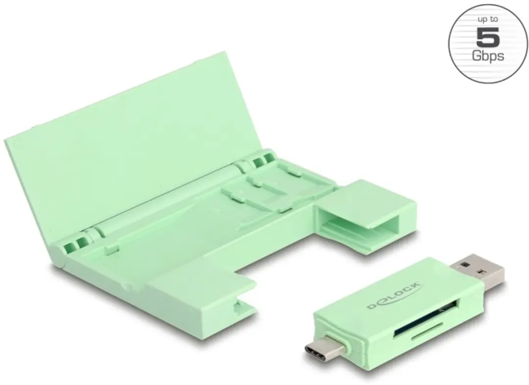 Delock Card Reader USB 5Gbps USB-C/Type-A voor SD/Micro SD - Muntkleur