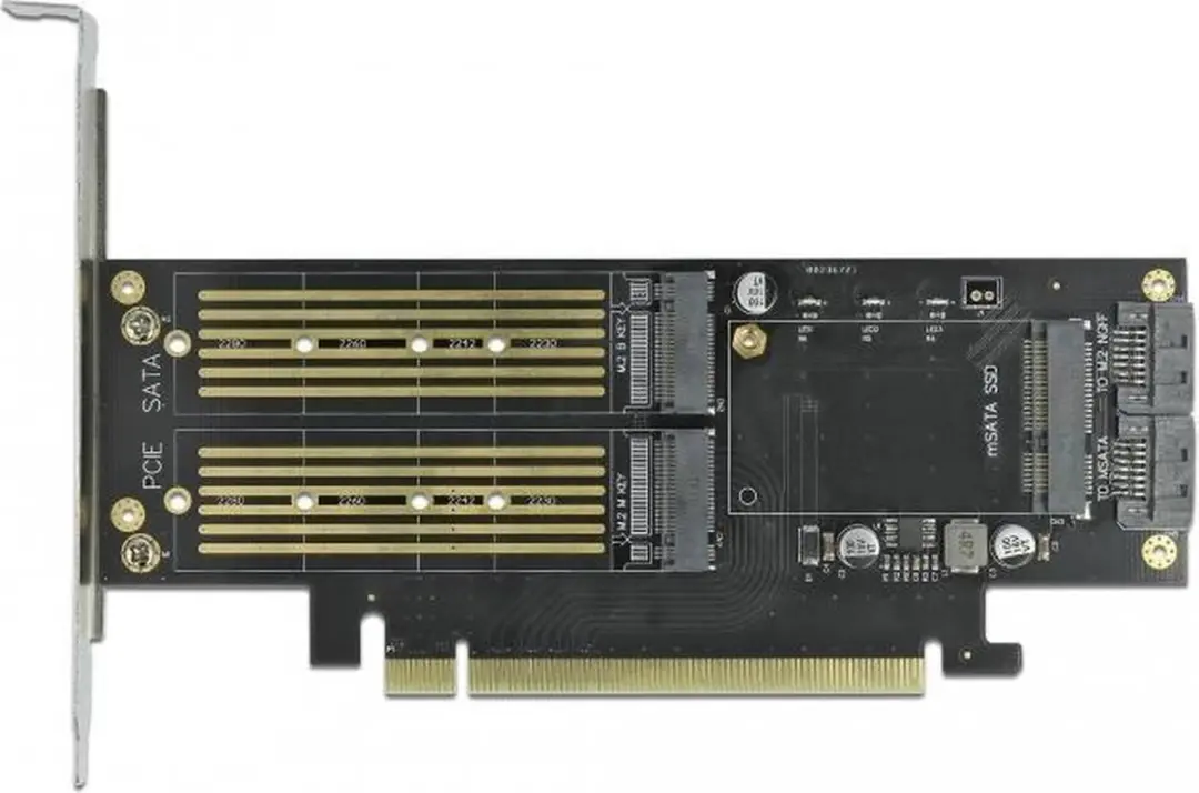 Delock PCIe x16 Kaart M.2 Key B/NVMe mSATA - Zwart