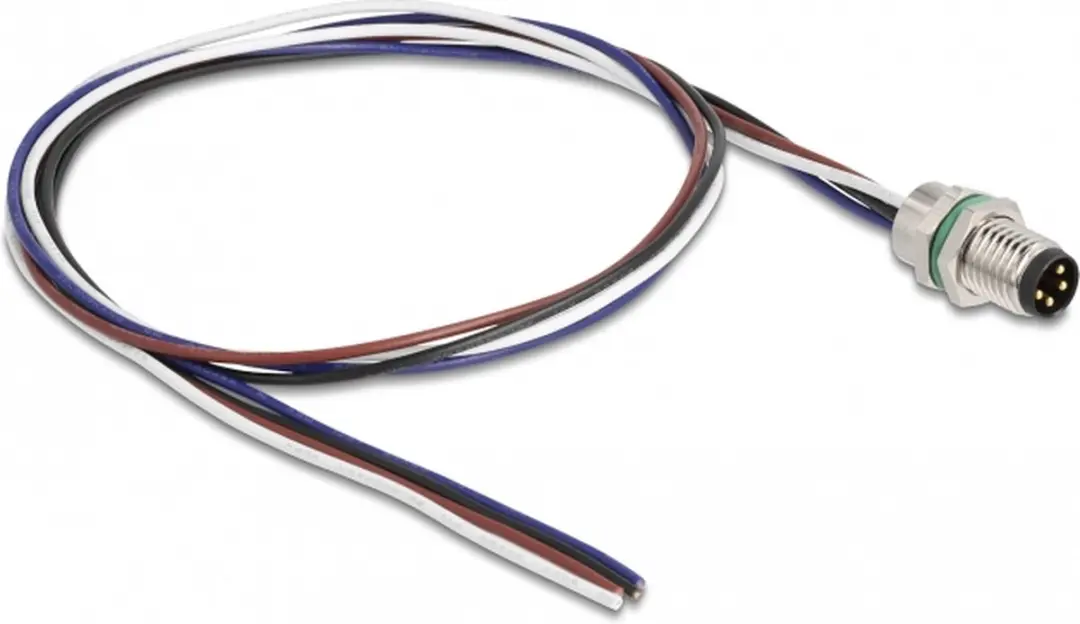 Delock M8 A-coded 4-pin Kabel Male - 0.5m - Zwart