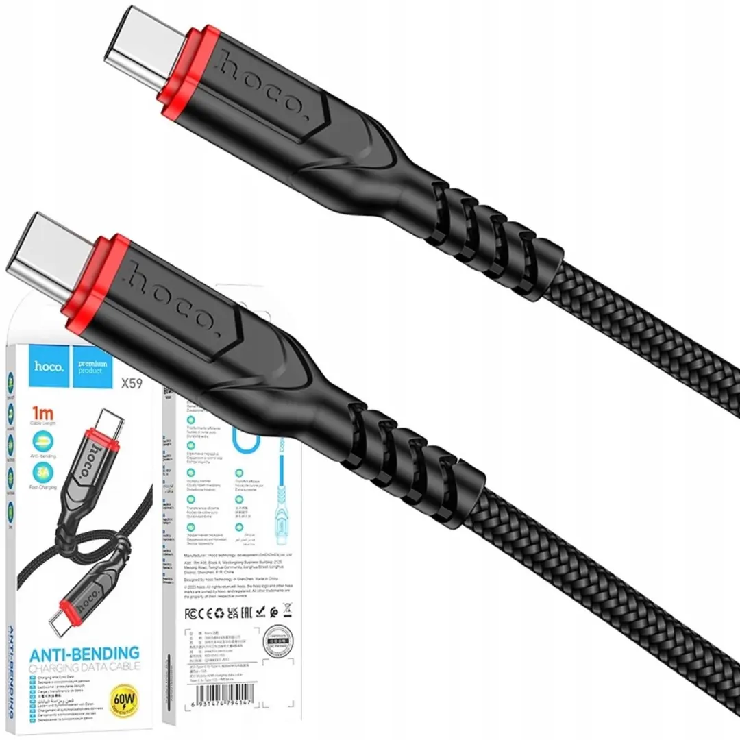 Hoco X59 Victory USB-C naar USB-C Kabel 1M 60W PD
