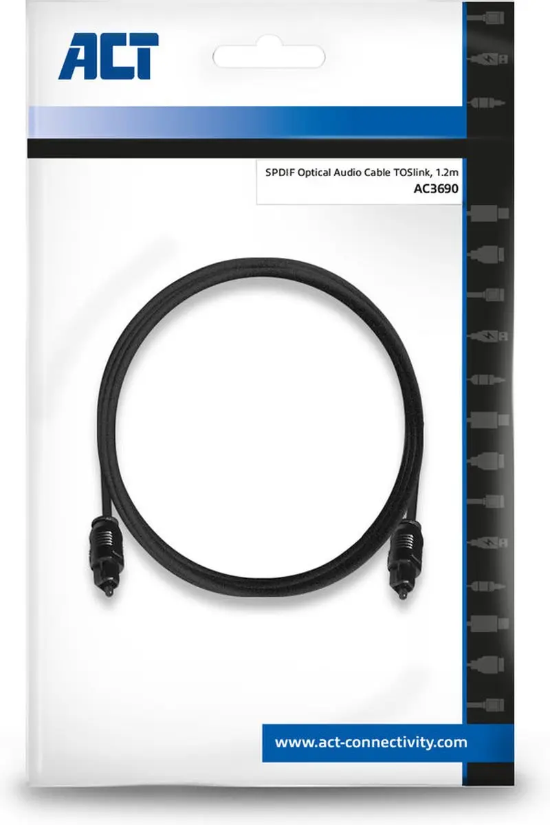 ACT AC3690 SPDIF TOSlink Optische Audiokabel 1,2m - Zwart