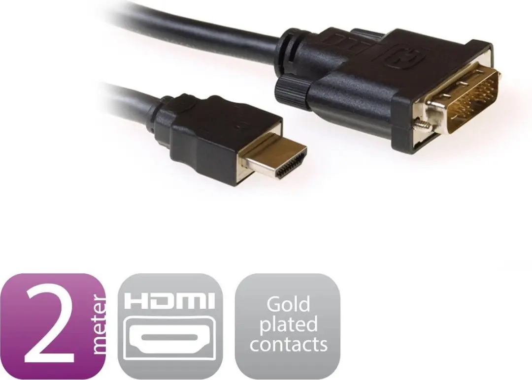 Ewent EW9860 HDMI/DVI-D Kabel 2m - Zwart