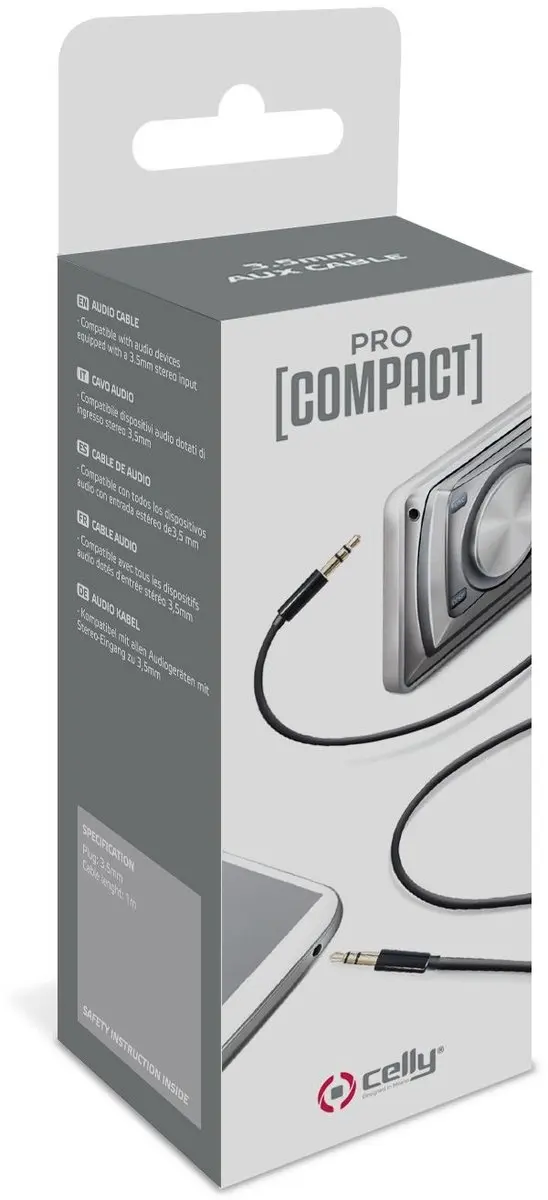 Celly Stereo Audio Kabel 3,5mm Jack - Zwart