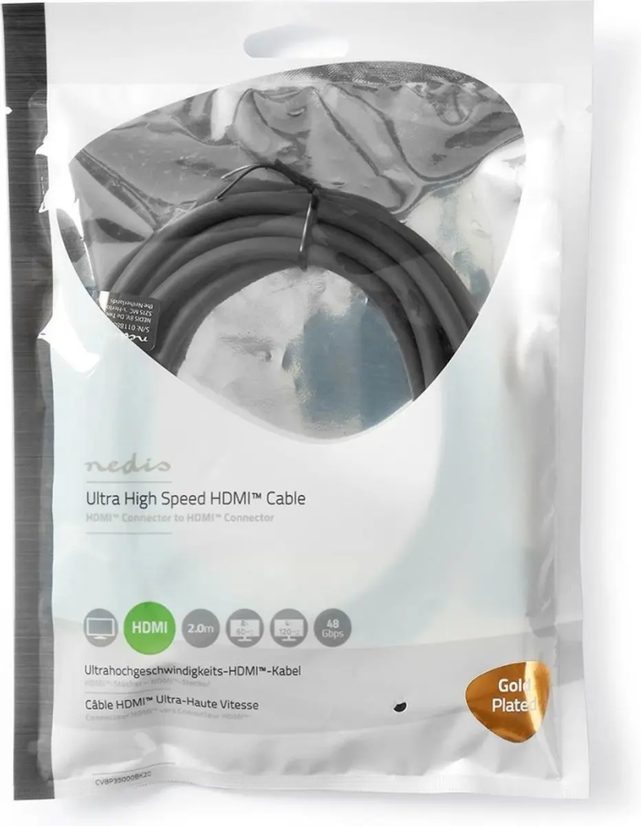 Nedis Ultra High Speed HDMI-Kabel CVBW35000BK20 8K 48Gbps 2m - Antraciet