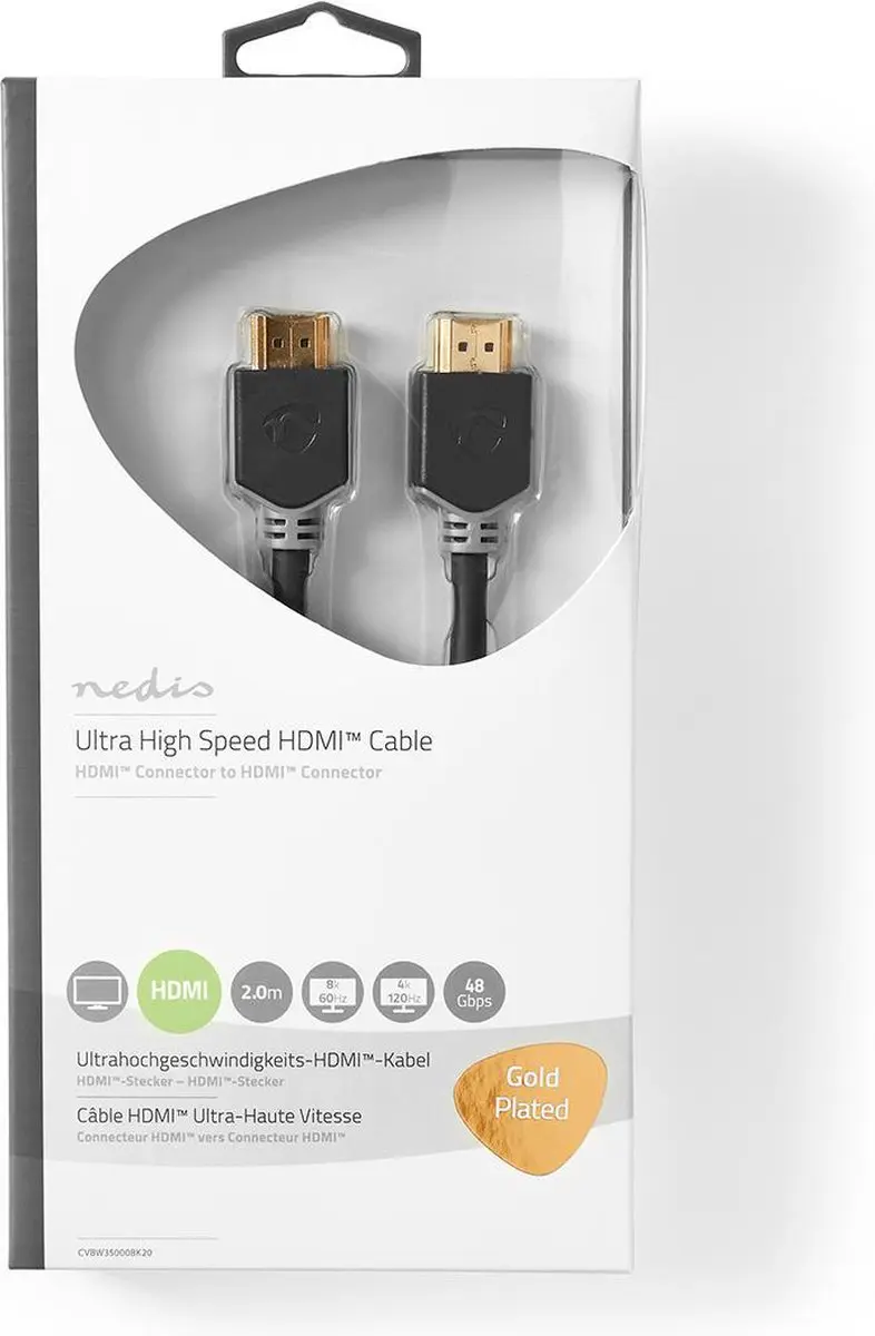 Nedis Ultra High Speed HDMI-Kabel CVBW35000BK20 8K 48Gbps 2m - Antraciet