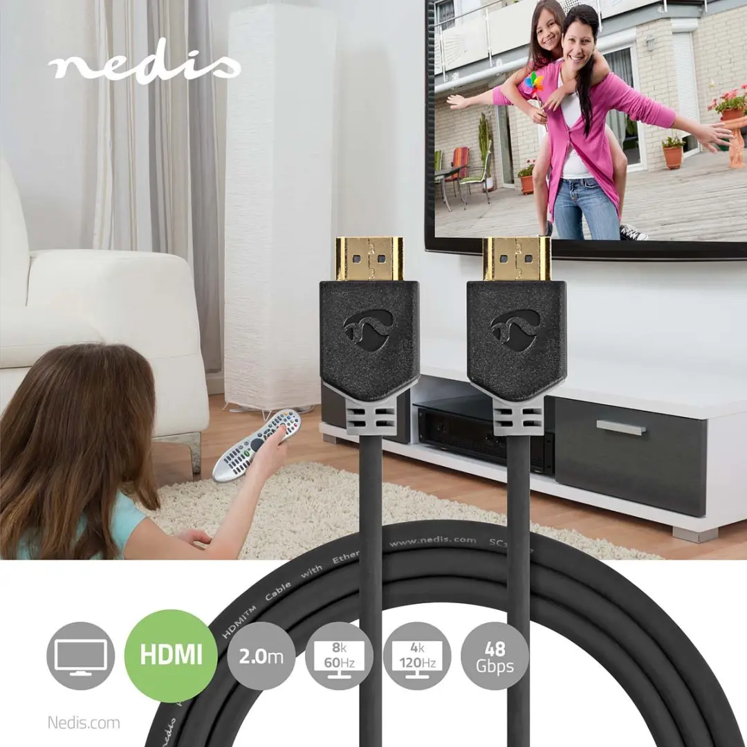 Nedis Ultra High Speed HDMI-Kabel CVBW35000BK20 8K 48Gbps 2m - Antraciet