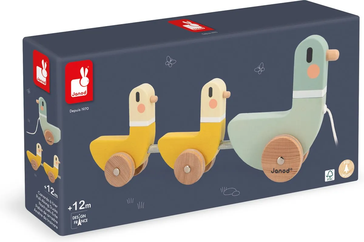 Janod Sweet Cocoon Houten Trekfiguur Eenden Multikleur