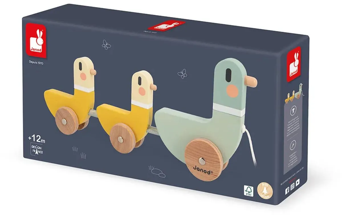 Janod Sweet Cocoon Houten Trekfiguur Eenden Multikleur