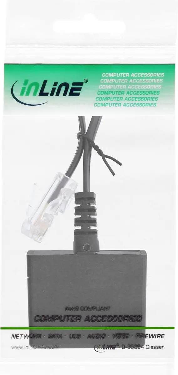 InLine TAE-adapterkabel RJ45 male naar TAE-N & RJ11 female - Zwart