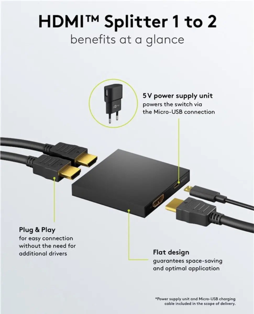 Goobay HDMI Splitter 1 naar 2 4K 30Hz - Zwart