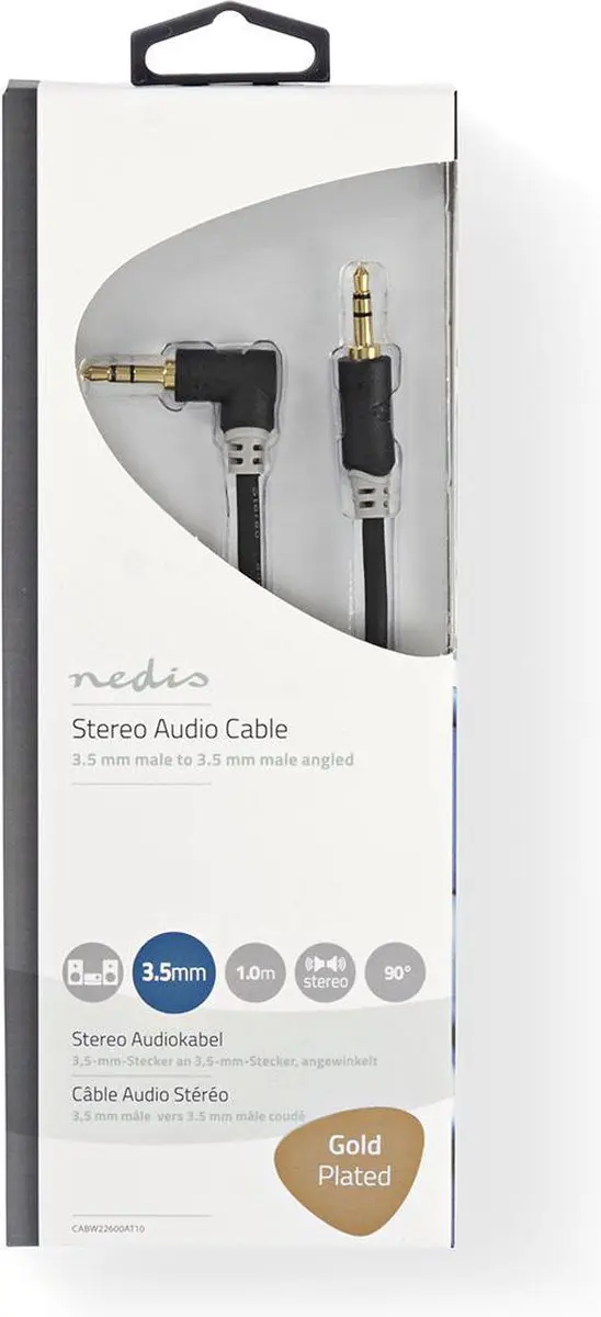 Nedis Stereo-Audiokabel 3,5mm M/M - 1m - Verguld - Antraciet