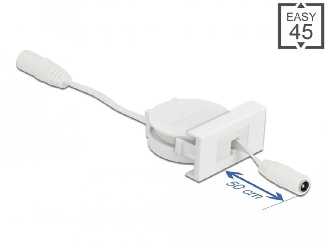Delock Easy 45 Module Power Retractable Kabel 5.5x2.1mm Wit