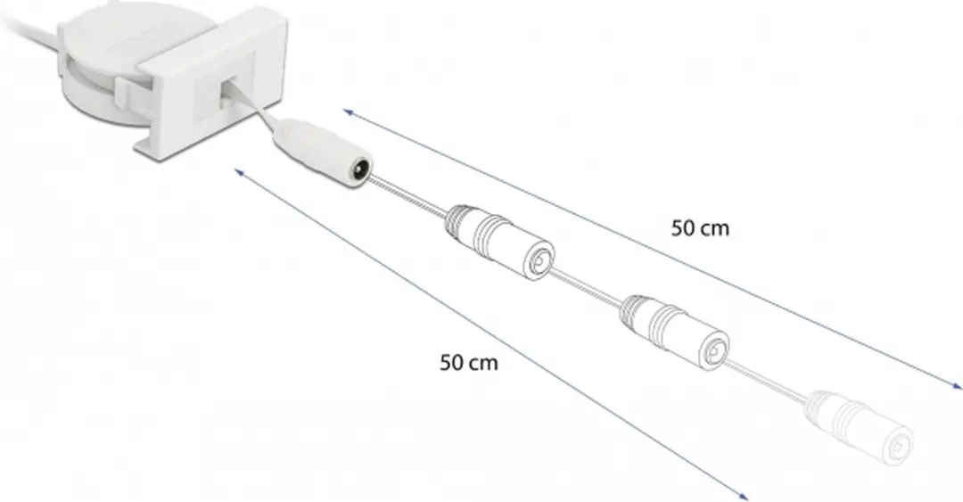 Delock Easy 45 Module Power Retractable Kabel 5.5x2.1mm Wit