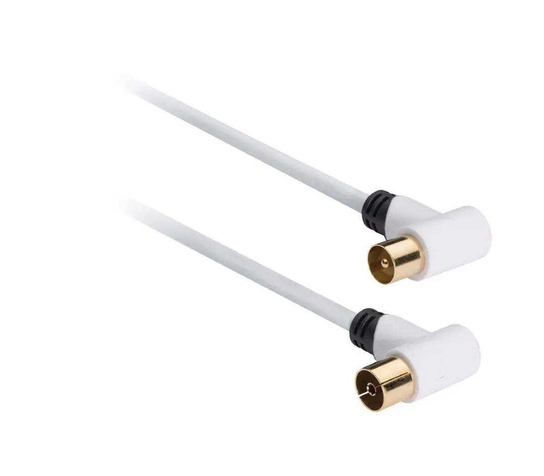 Konig Coax Kabel 120dB Haaks-Male naar Haaks-Vrouwelijk 3m - Wit
