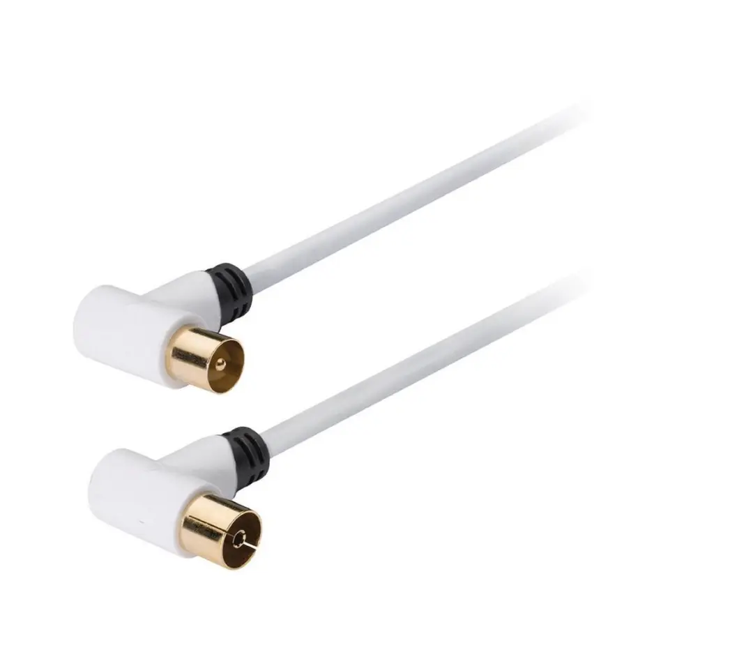 Konig Coax Kabel 120dB Haaks-Male naar Haaks-Vrouwelijk 3m - Wit