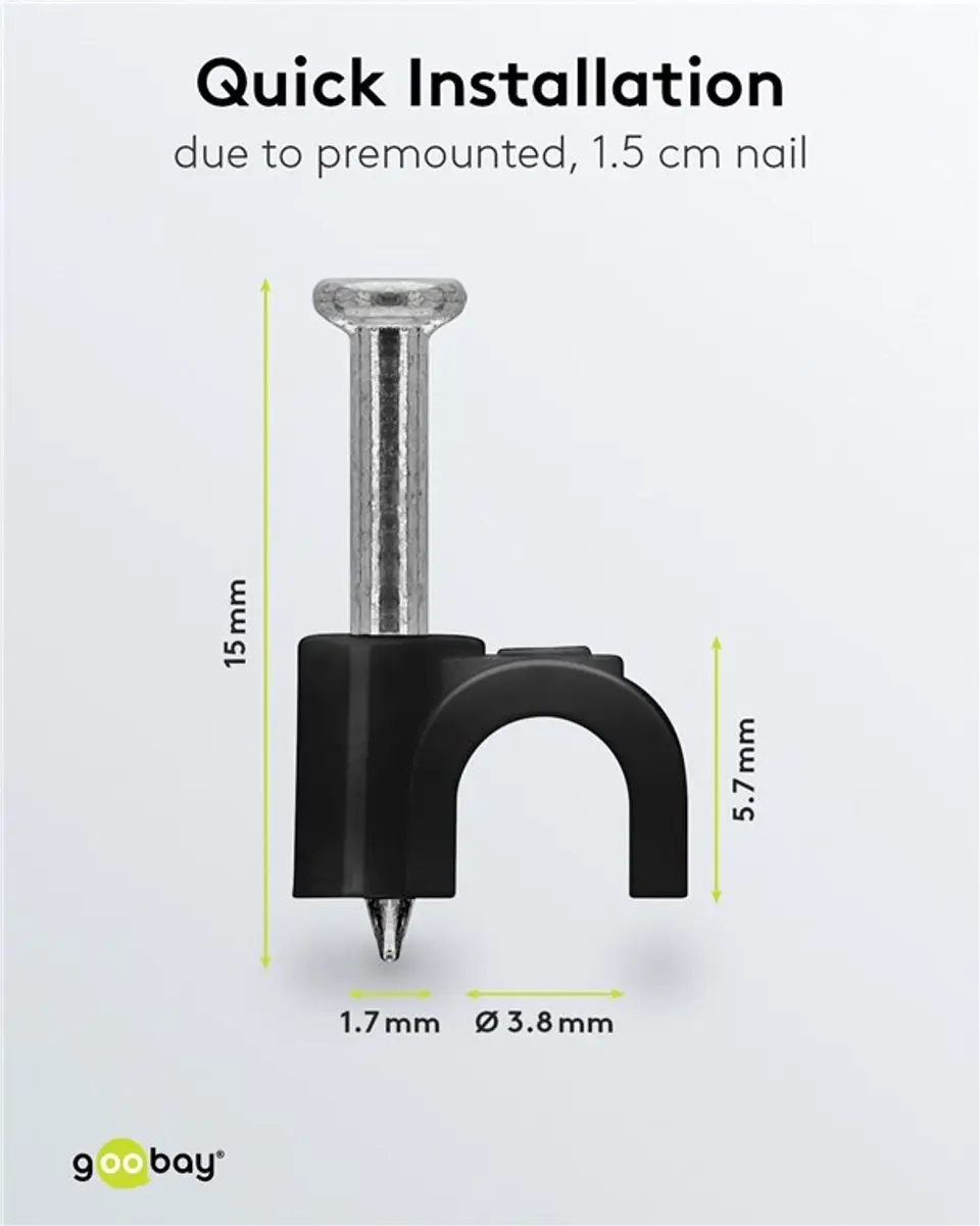 Goobay Kabelklemmen met Spijker - 100 Stuks - 4mm - Zwart