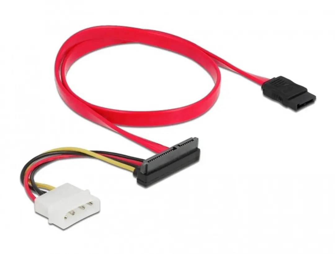 Delock SATA 6Gb/s Kabel 50cm - Molex 4 Pin + 7 Pin Buchse → 22 Pin