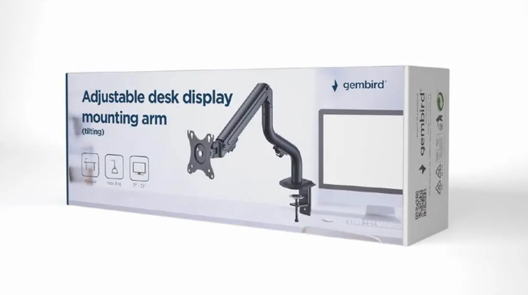 Gembird MA-DA1-02 Monitorarm Dubbele Monitoren 17-32" - 9 kg - Zwart