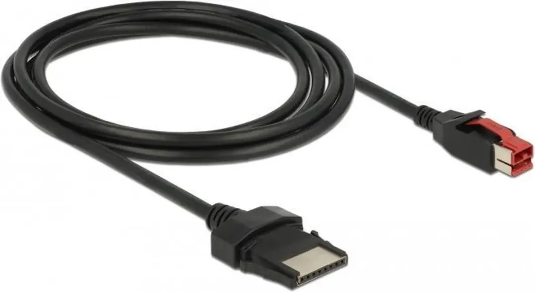 Delock PoweredUSB Kabel 24V 8-pin M/M 2m - Zwart