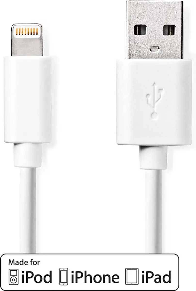 Nedis Lightning Kabel USB-A 3m - Wit
