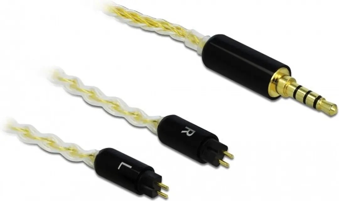 Delock 3,5mm Jack naar 2x 2-pins Kabel 1,25m - Transparant