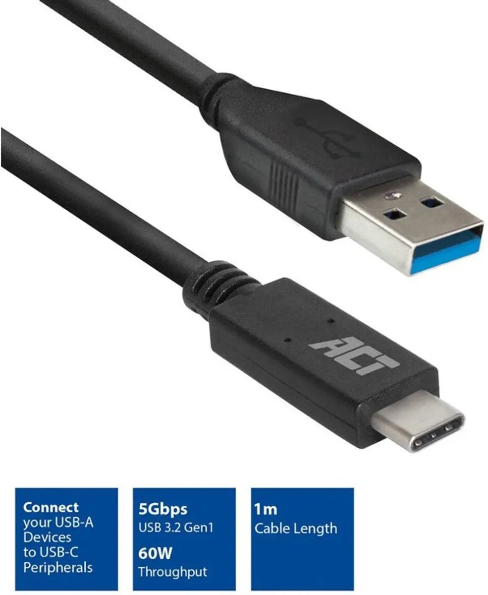 ACT USB 3.0 Kabel USB-A naar USB-C 1m AC7416