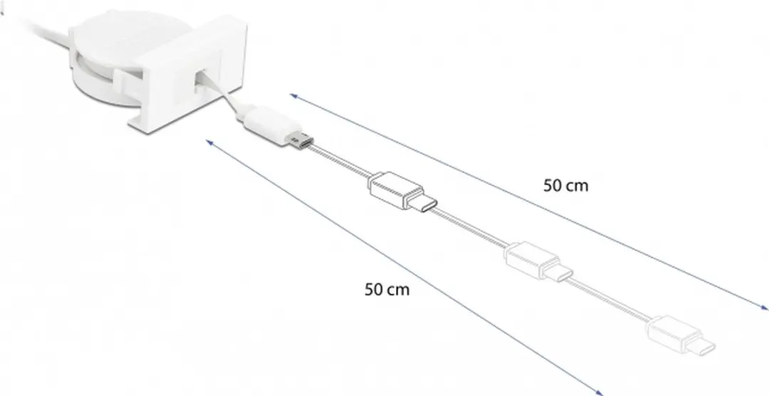 Delock Easy 45 USB 2.0 Kabel - Wit - Type-A naar Micro-B