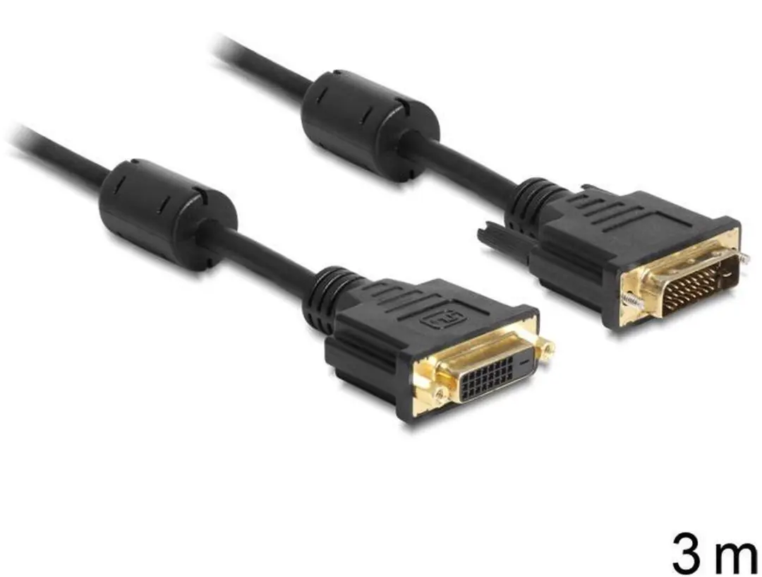 Delock DVI-D Beeldscherm Verlengkabel 3m - Zwart
