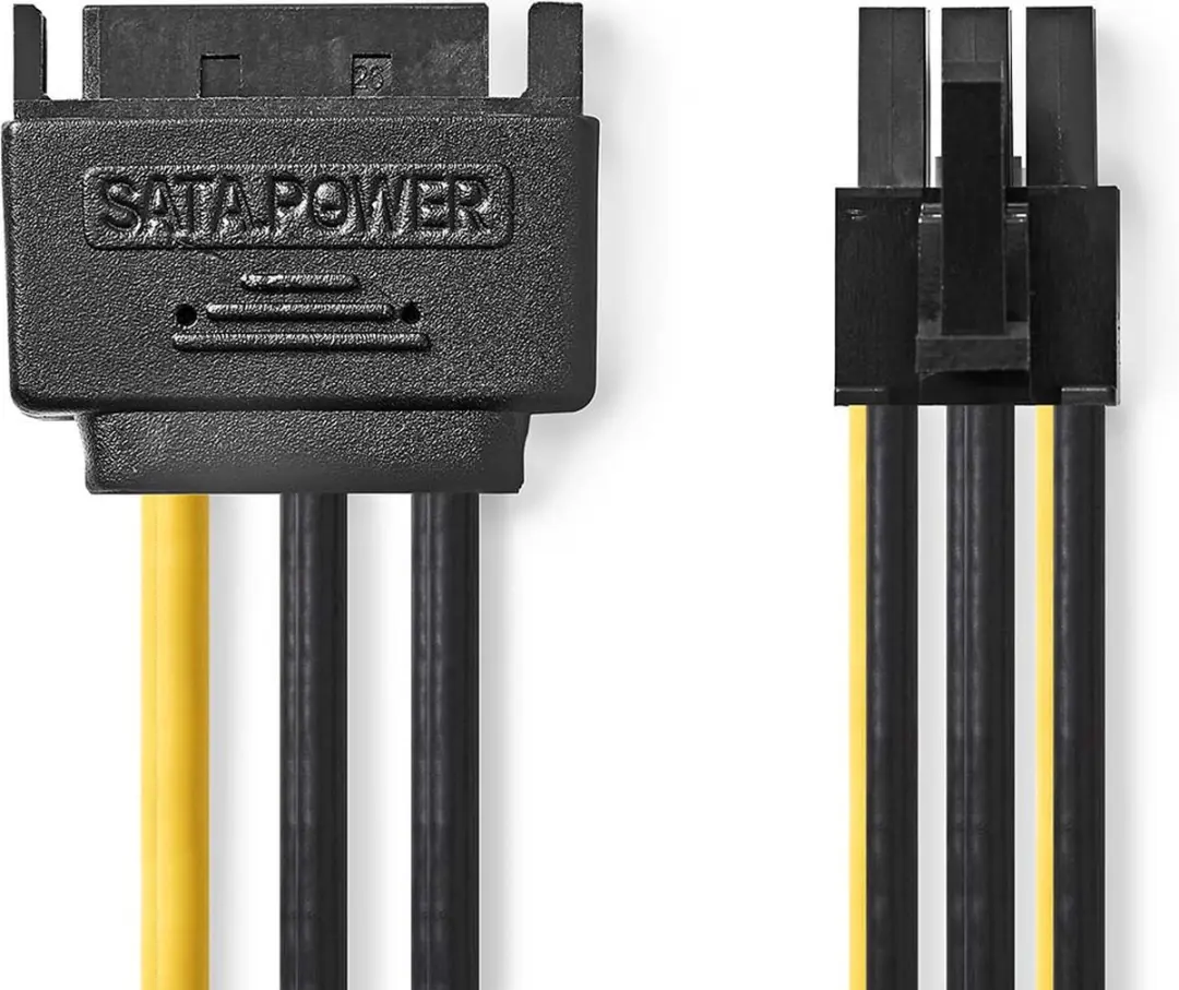 Nedis SATA naar PCIe Voedingskabel 15-Pins - 0,20m - Verguld - Geel/Zwart