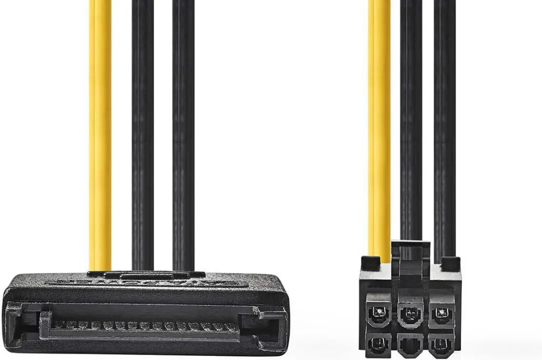 Nedis SATA naar PCIe Voedingskabel 15-Pins - 0,20m - Verguld - Geel/Zwart
