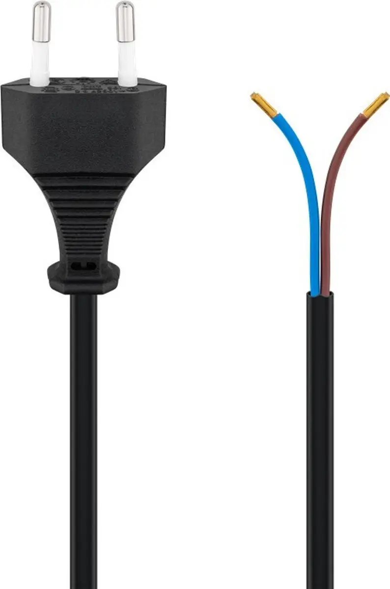 Goobay CEE 7/16 Stroomkabel 2x0,75mm² - 1,5m - Zwart