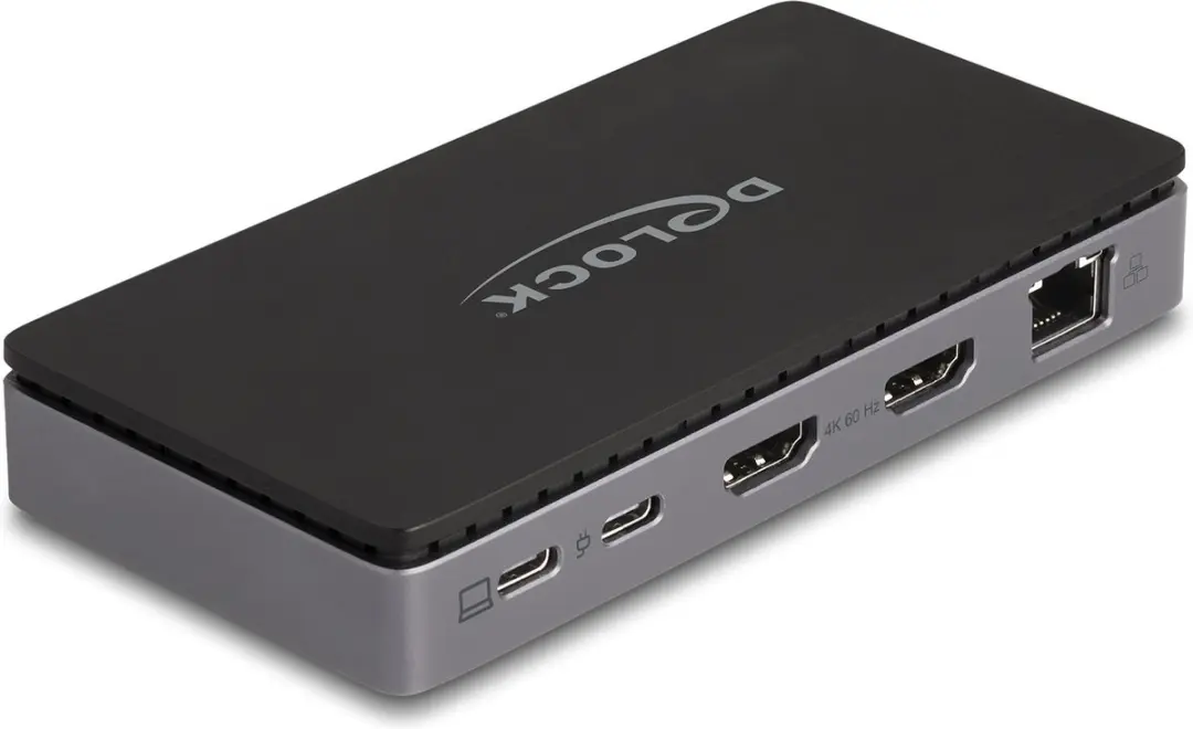 Delock USB Type-C Docking Station 88271 - Dual HDMI 4K - USB 3.0 - Gigabit LAN - 85W PD - Zwart/Grijs