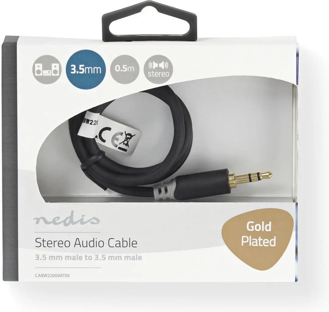 Nedis CABW22000AT05 Stereo-Audiokabel 3,5mm - 0,5m - Verguld - Antraciet