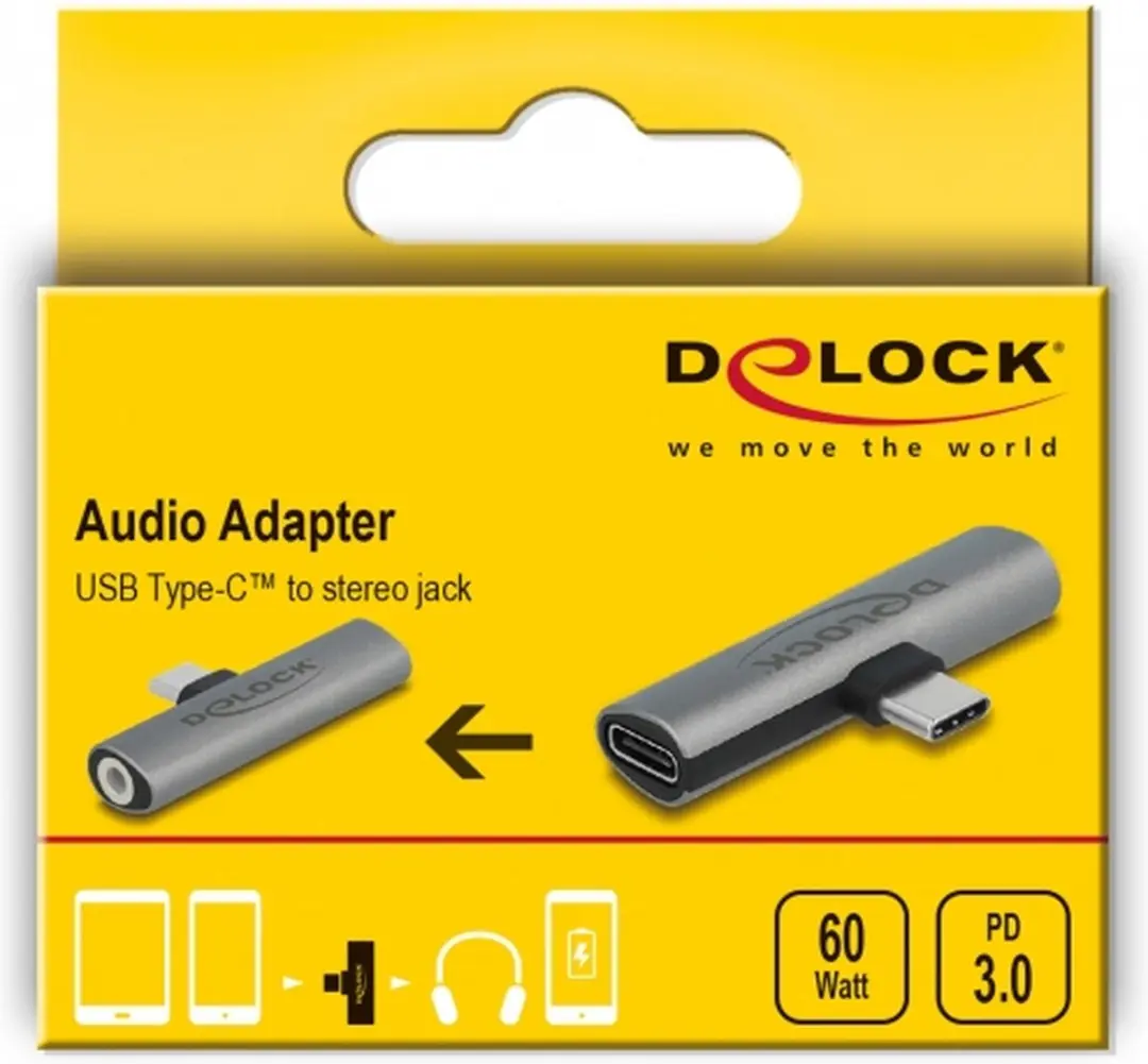 Delock Audio Adapter USB-C naar 3,5mm Jack - Grijs