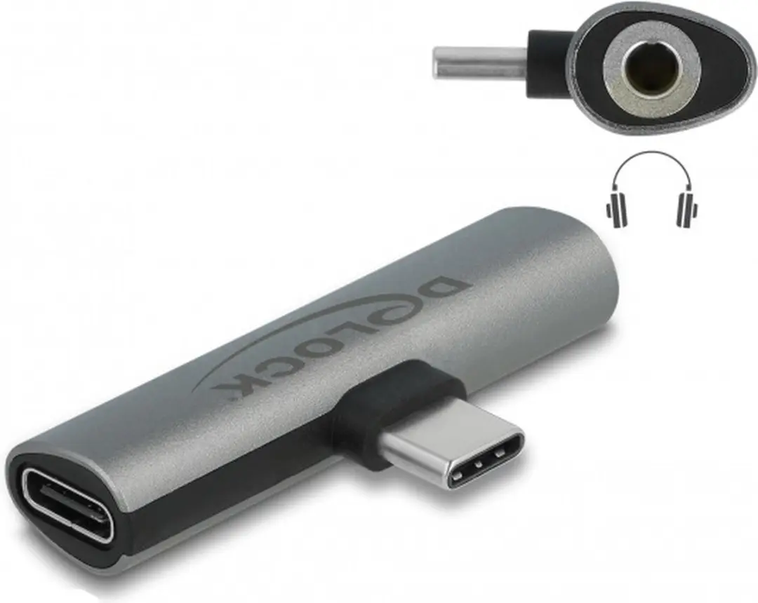 Delock Audio Adapter USB-C naar 3,5mm Jack - Grijs