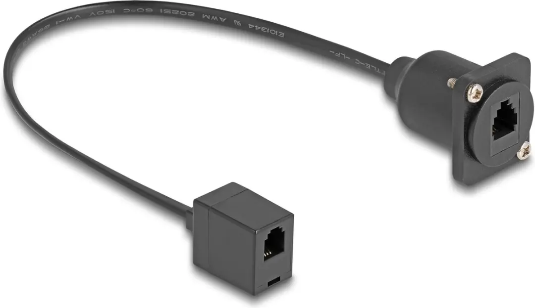 Delock D-Type RJ10 Jack naar Jack Kabel - 30cm - Zwart