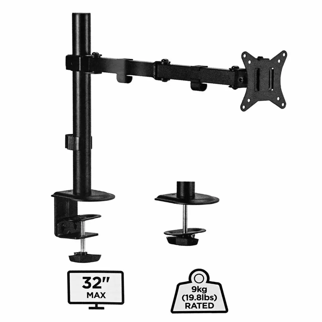 Gembird MA-D1-01 Monitorarm 17-32" - 90° Zwenk/Kantel/Rotatie - 9 kg - Zwart