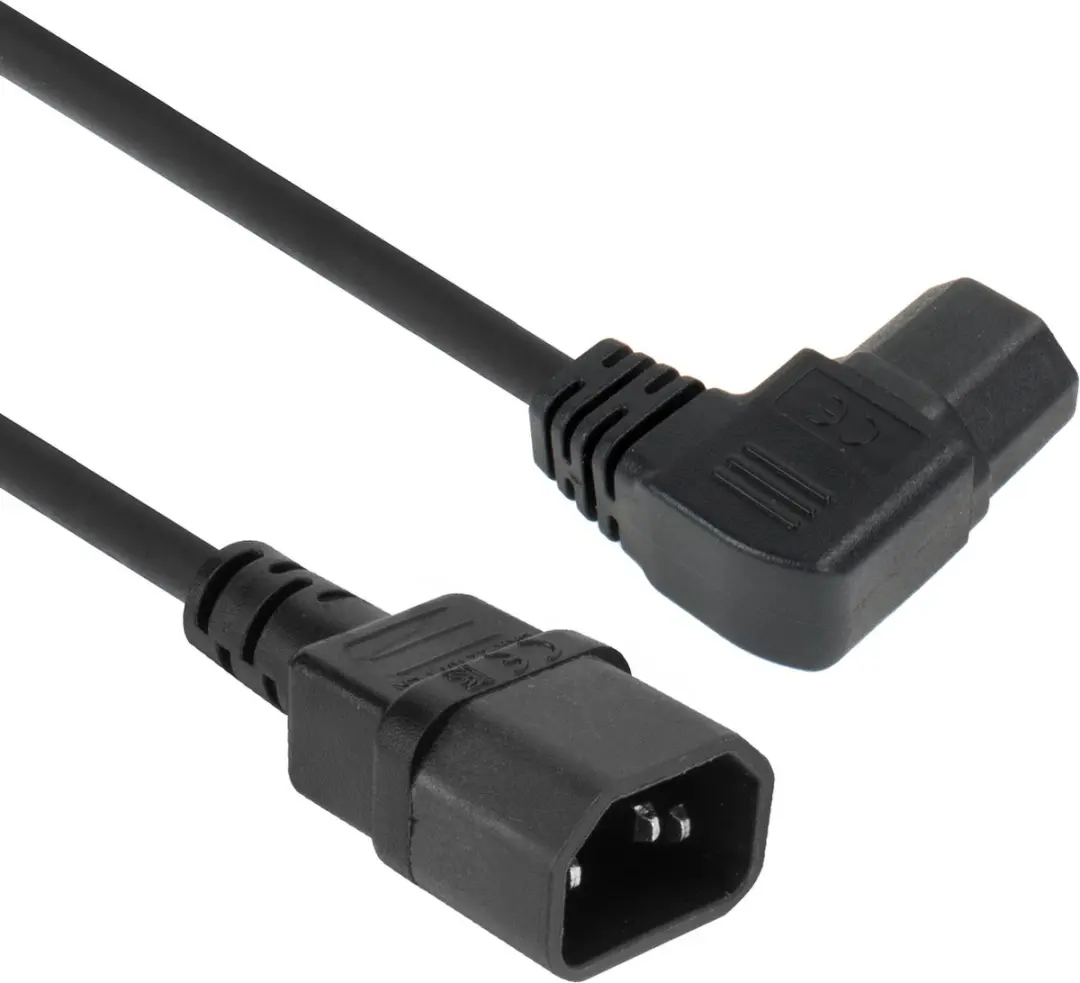 ACT AK5354 Netsnoer C14-C15 Haaks Links - 2m - Zwart