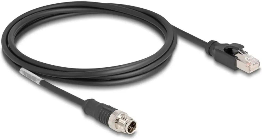 Delock M12 X-coded 8-pin Kabel - RJ45 Mannelijk - 2m - Zwart