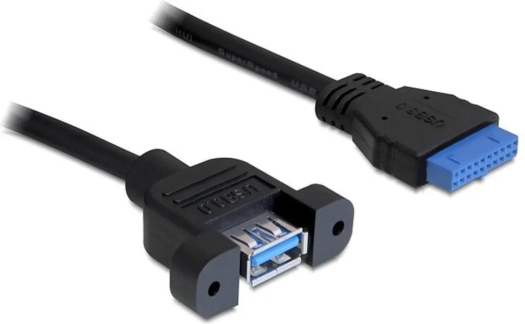 Delock USB 3.0 F/F Kabel 0.5m - Zwart