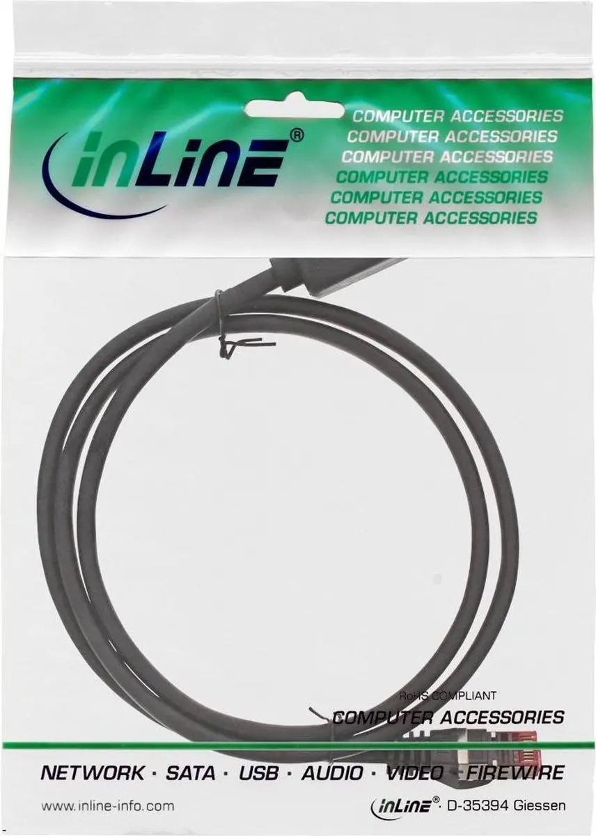 InLine S/FTP Netwerk Verlengkabel CAT6 3m - Zwart