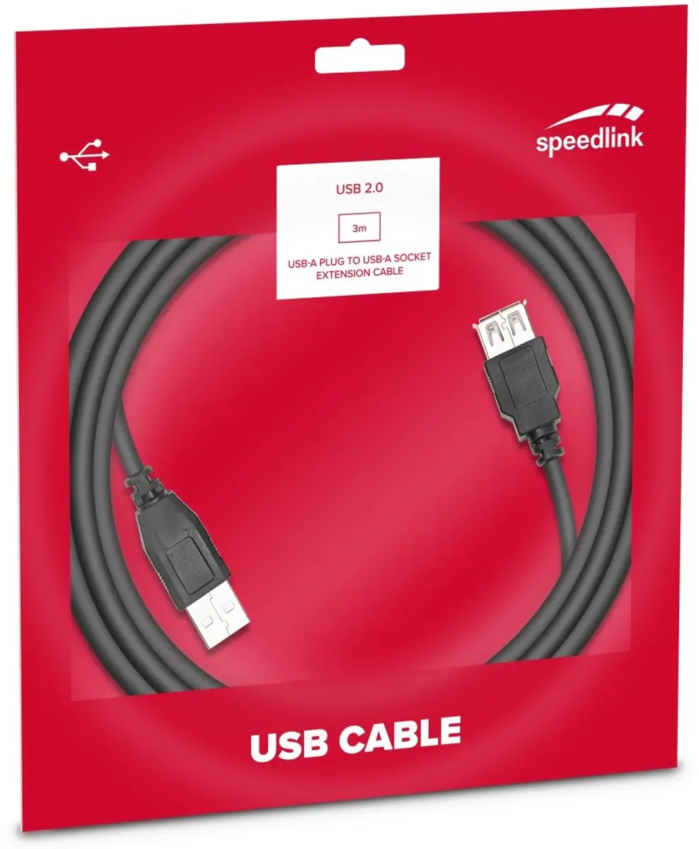 Speedlink USB 2.0 Verlengkabel 3m - Zwart