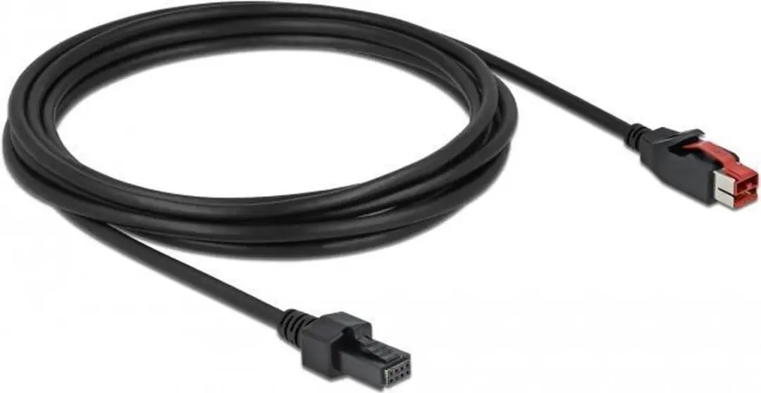 Delock PoweredUSB Kabel 24V naar 2x4-pin - 3m - Zwart
