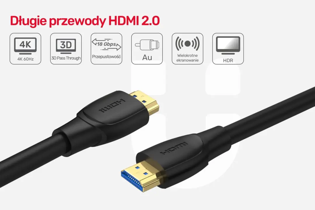Unitek HDMI-kabel 4K 60Hz 7m - Transparant