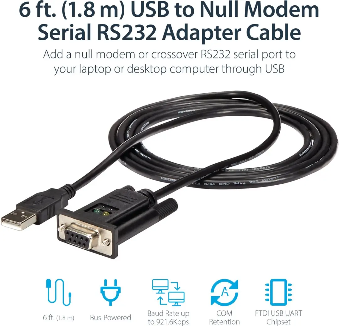 Startech ICUSB232FTN USB naar RS232 DB9 DCE Kabel - Zwart