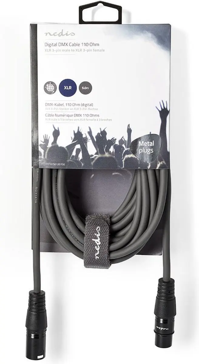Nedis DMX-Adapterkabel XLR 3-Pins - 5m - Donkergrijs