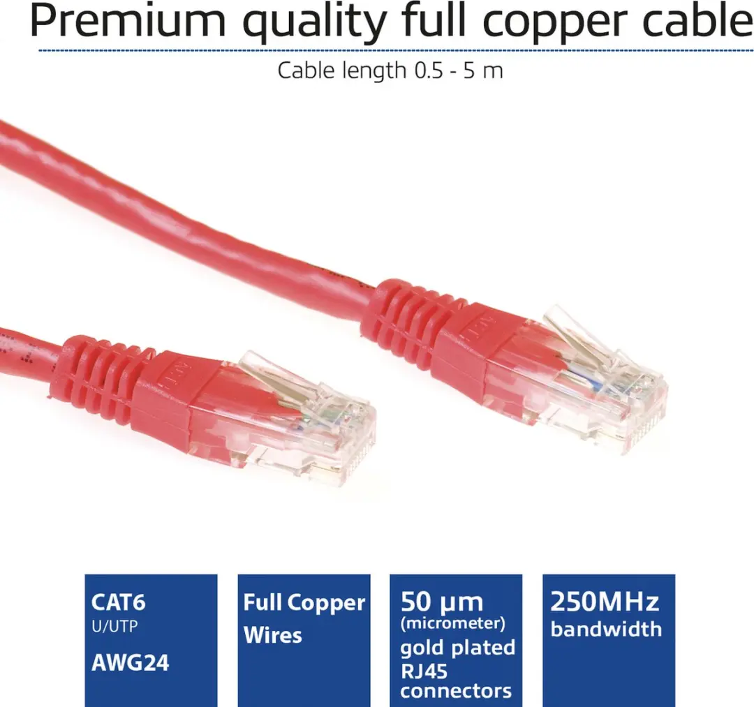 ACT IB8503 Rode U/UTP CAT6 Patchkabel 3m